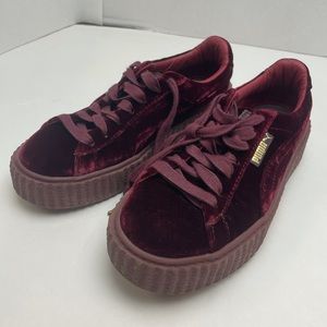 Burgundy velvet Fenty x Puma creepers size 7